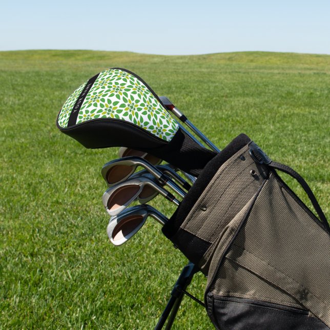 Leaf-Muster, grüne Blätter, Ihr Name Golf Headcover (In SItu)