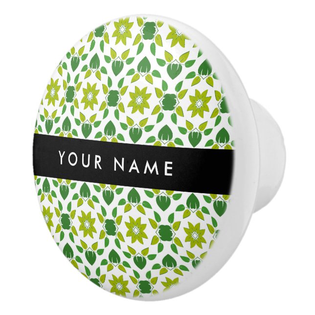 Leaf-Muster, grüne Blätter, Ihr Name Keramikknauf (Rechts)