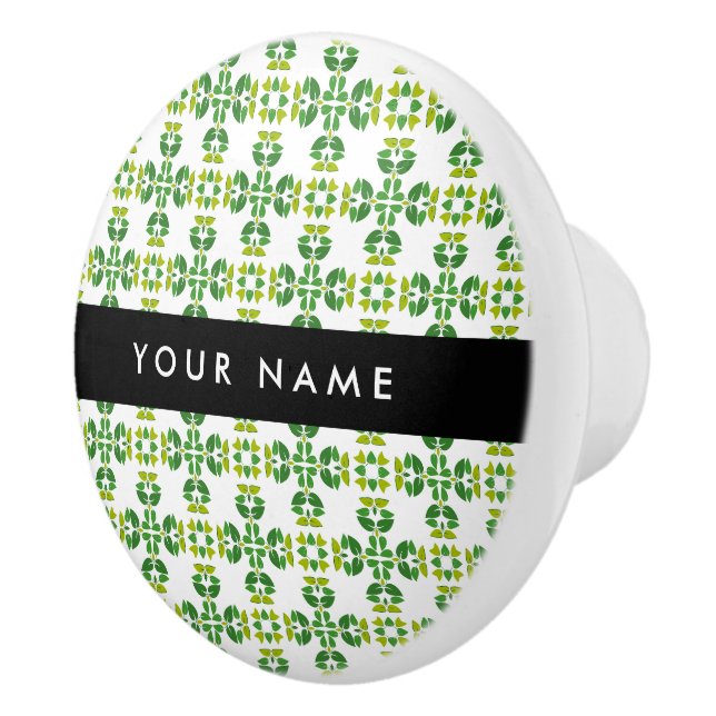 Leaf-Muster, grüne Blätter, Ihr Name Keramikknauf (Rechts)