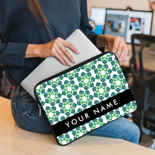 Leaf-Muster, grüne Blätter, Ihr Name Laptopschutzhülle (Von Creator hochgeladen)