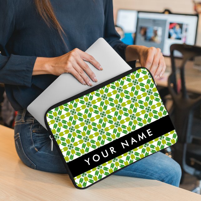 Leaf-Muster, grüne Blätter, Ihr Name Laptopschutzhülle (Von Creator hochgeladen)