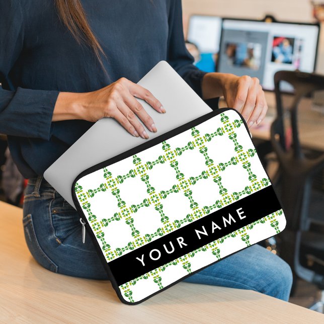 Leaf-Muster, grüne Blätter, Ihr Name Laptopschutzhülle (Von Creator hochgeladen)
