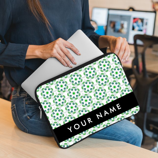 Leaf-Muster, grüne Blätter, Ihr Name Laptopschutzhülle (Von Creator hochgeladen)