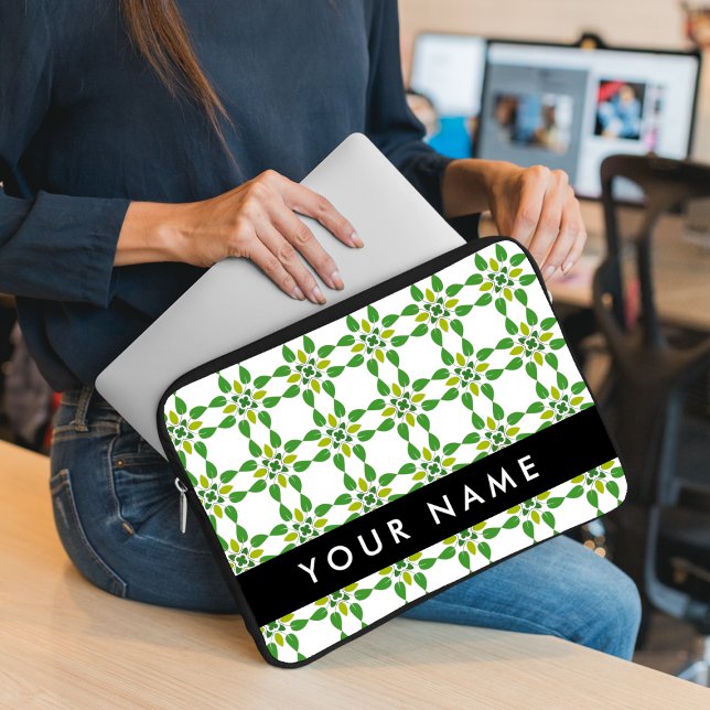 Leaf-Muster, grüne Blätter, Ihr Name Laptopschutzhülle (Von Creator hochgeladen)