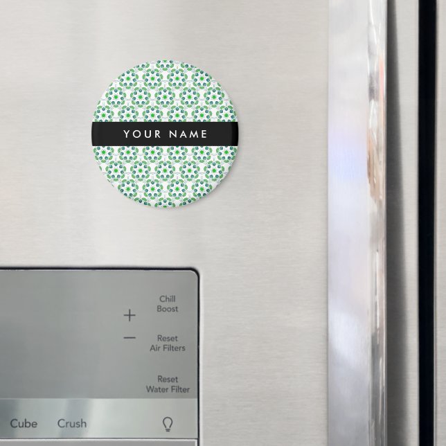 Leaf-Muster, grüne Blätter, Ihr Name Magnet (In Situ (Kühlschrank))