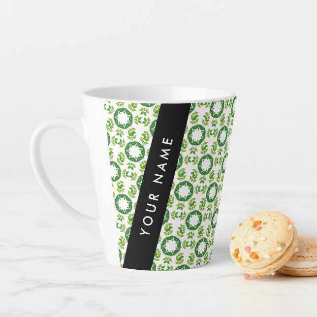 Leaf-Muster, grüne Blätter, Ihr Name Milchtasse (Beispiel)
