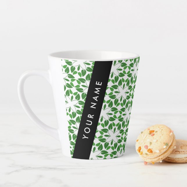 Leaf-Muster, grüne Blätter, Ihr Name Milchtasse (Beispiel)