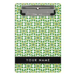 Leaf-Muster, grüne Blätter, Ihr Name Mini Klemmbrett