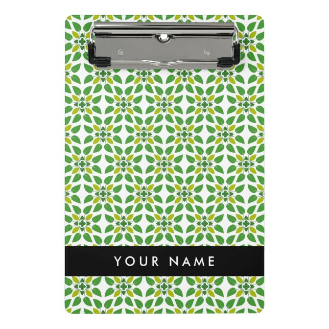 Leaf-Muster, grüne Blätter, Ihr Name Mini Klemmbrett (Vorderseite)
