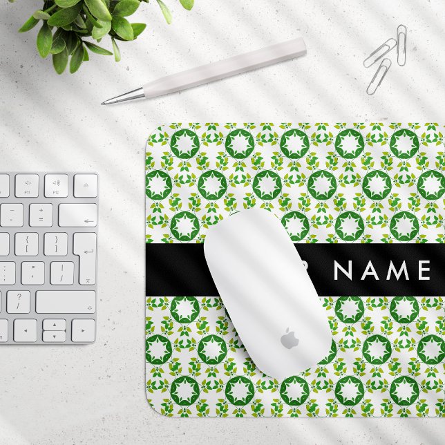 Leaf-Muster, grüne Blätter, Ihr Name Mousepad (Von Creator hochgeladen)