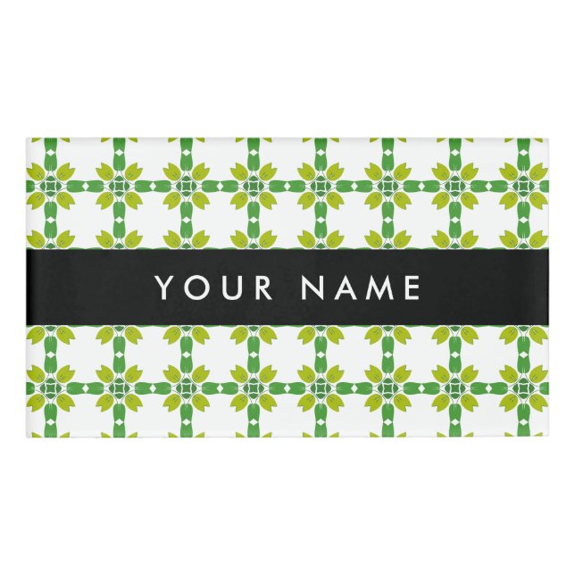 Leaf-Muster, grüne Blätter, Ihr Name Namenschild (Vorderseite)