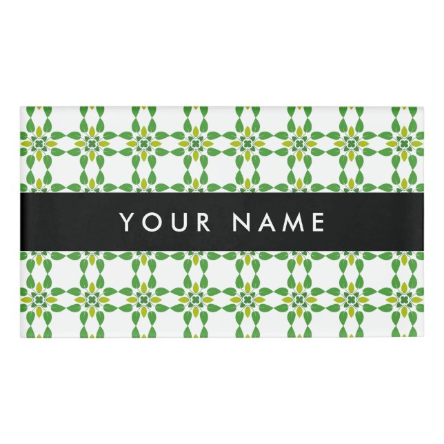 Leaf-Muster, grüne Blätter, Ihr Name Namenschild (Vorderseite)
