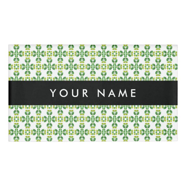 Leaf-Muster, grüne Blätter, Ihr Name Namenschild (Vorderseite)