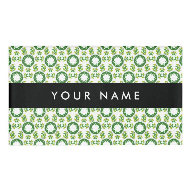 Leaf-Muster, grüne Blätter, Ihr Name Namenschild (Vorderseite)