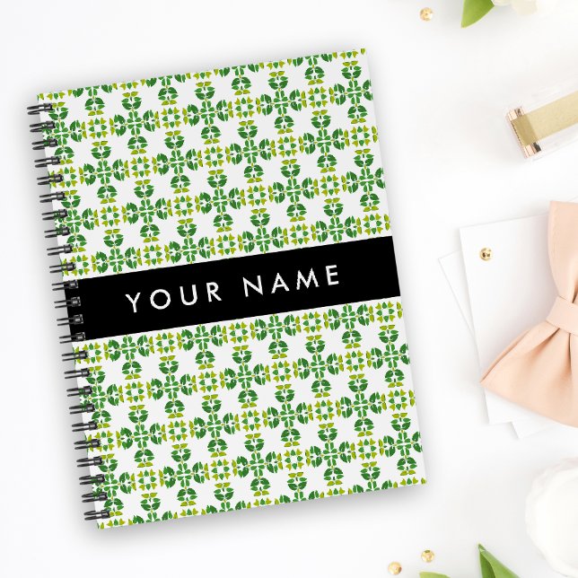 Leaf-Muster, grüne Blätter, Ihr Name Notizbuch (Von Creator hochgeladen)