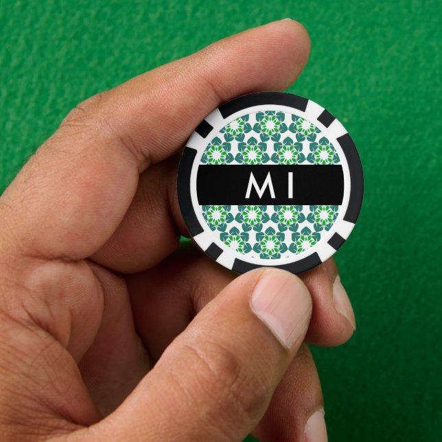 Leaf-Muster, grüne Blätter, Ihr Name Pokerchips (Hand)