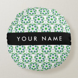 Leaf-Muster, grüne Blätter, Ihr Name Rundes Kissen