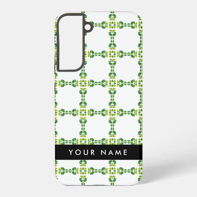 Leaf-Muster, grüne Blätter, Ihr Name Samsung Galaxy Hülle (Rückseite)