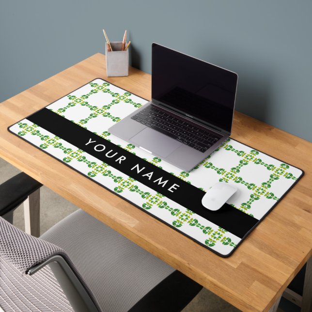 Leaf-Muster, grüne Blätter, Ihr Name Schreibtischunterlage (Büro 2)