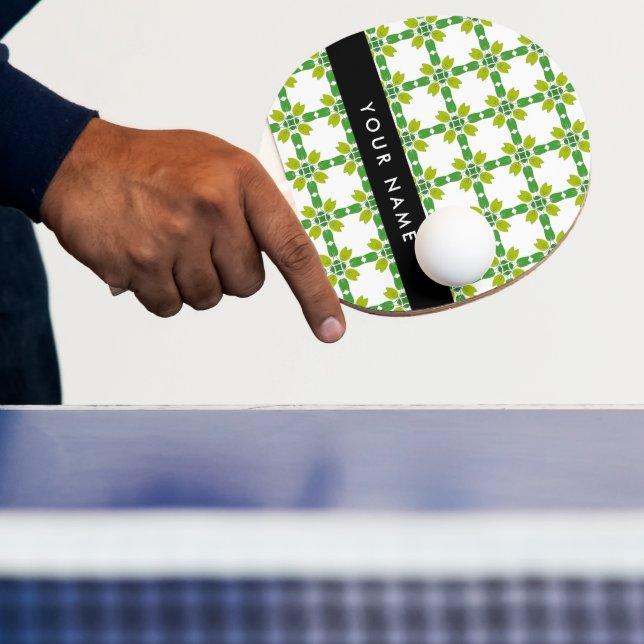 Leaf-Muster, grüne Blätter, Ihr Name Tischtennis Schläger (InSitu)