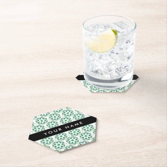 Leaf-Muster, grüne Blätter, Ihr Name Untersetzer (Vor Ort)