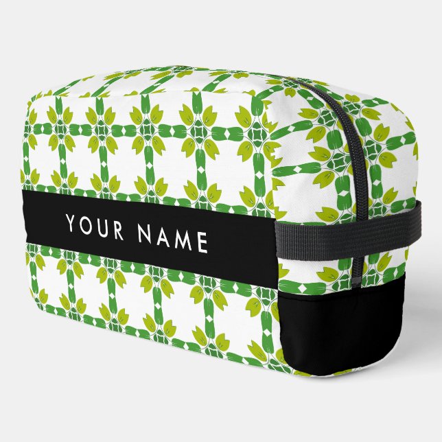 Leaf-Muster, grüne Blätter, Ihr Name Waschbeutel (Linke Seite)