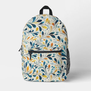 Leaf-Muster in Blau und Gold Paisley (2) Bedruckter Rucksack
