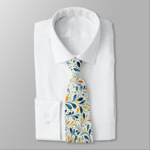 Leaf-Muster in Blau und Gold Paisley (2) Krawatte