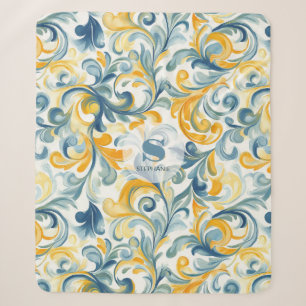 Leaf-Muster in Blau und Gold Paisley Sherpadecke