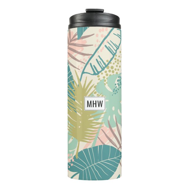 Leaf Muster kundenspezifischer Monogramm-Tumbler Thermosbecher (Vorderseite)