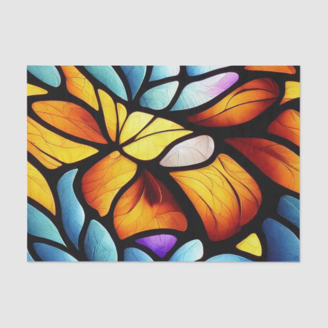 Leaf Muster verkleidetes Glas Decoupage Seidenpapier (Vorderseite)