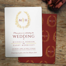 Leaf oval line Art Hochzeit bordeauxrotes Gold