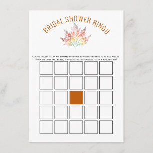 Leaf Print orange Brautparty Bingokarte Begleitkarte