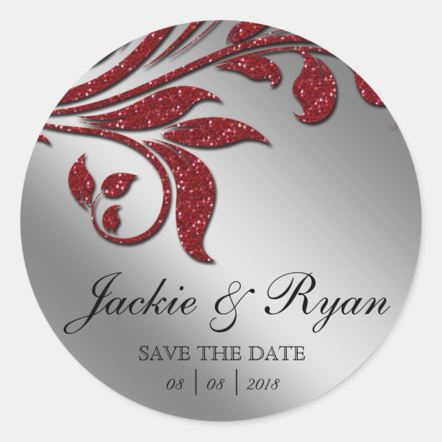 Leaf Rett Date Wedding Stickers Red Sparkle Xmas (Vorderseite)