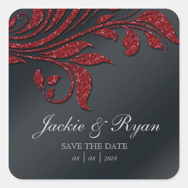 Leaf Rett Date Wedding Stickers Red Sparkle Xmas 2 (Vorderseite)