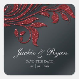 Leaf Rett Date Wedding Stickers Red Sparkle Xmas 2