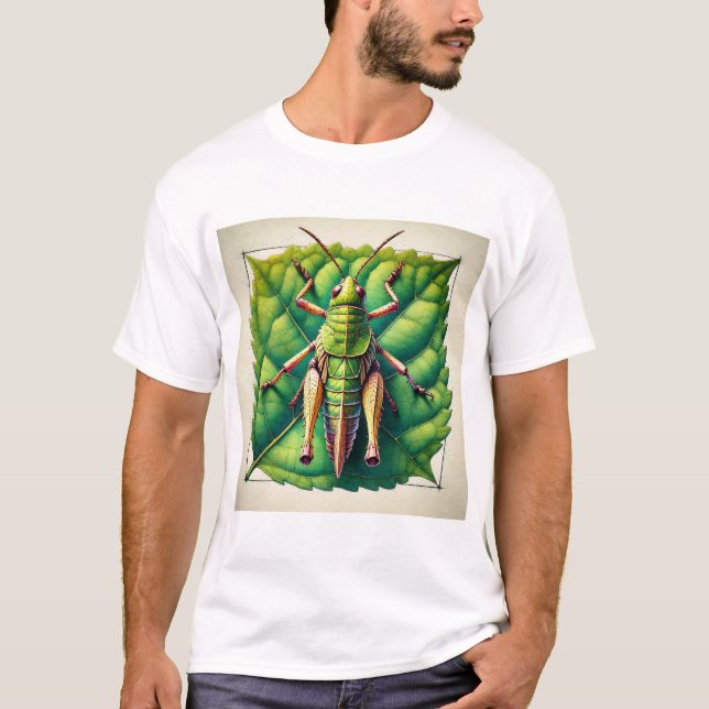 Leaf Rolling Grasshopper 170724IREF201 - Watercolo T-Shirt (Vorderseite)