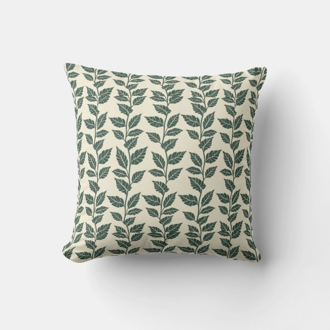 Leaf Silhouettes Pattern – Elegant Botanical  Kissen (Vorderseite)
