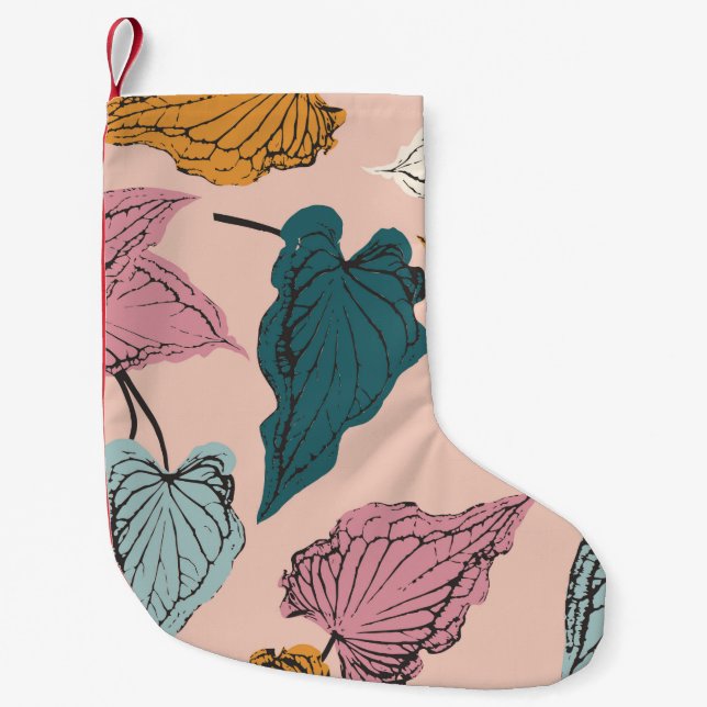 Leaf Skelett nahtlos Muster, Hintergrund mit cal Kleiner Weihnachtsstrumpf (Vorderseite)
