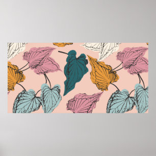 Leaf Skelett nahtlos Muster, Hintergrund mit cal Poster