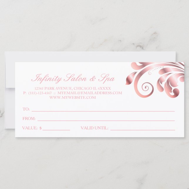 Leaf Swirl Nail Salon Geschenkgutschein Rosa (Vorderseite)