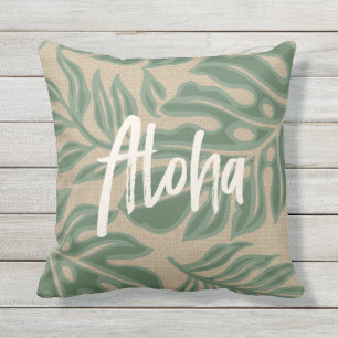 Leaf Tiki erzählt grünes Hawaii-Tropenschild Kissen