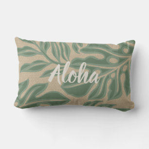 Leaf Tiki sage Green Hawaiian Tropical Reversible Kissen Für Draußen