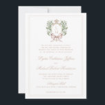 Leaf-Wappen mit Bow Tan Text | Monogramm-Hochzeit Einladung<br><div class="desc">Das elegante Aquarellmonogramm-Wappen verleiht dieser Hochzeitseinladung einen wunderschönen und zeitlosen Look, den jede raffinierte Braut Liebe bekommt. Personalisieren Sie diese Einladung mit Ihren Initialen im Wappen oben. Die Farben sind hellblau, grün, goldgelb und braun. Wenn Sie Fragen haben oder Hilfe bei der Anpassung dieser Einladung benötigen, wenden Sie sich bitte...</div>