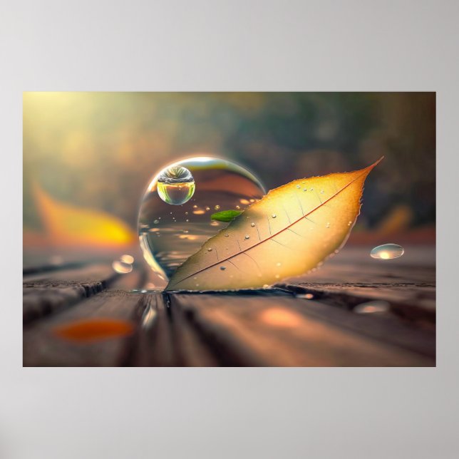 Leaf Wasserruhe Ruhige Natur Friedliche Jahreszeit Poster (Vorne)