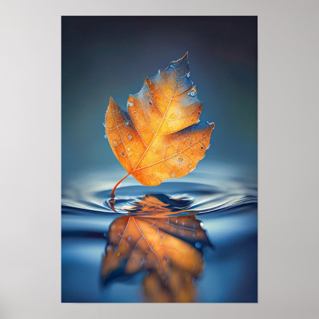 Leaf Wasserruhe Ruhige Natur Friedliche Jahreszeit Poster (Vorne)