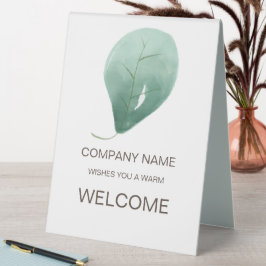Leaf Welcome Company Typografy Table Zent Sign Tischaufsteller