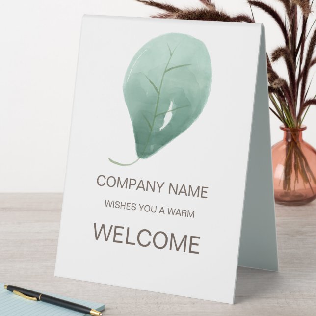 Leaf Welcome Company Typografy Table Zent Sign Tischaufsteller (In Situ (Tisch))