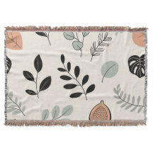Leaf Whisper – Minimale botanische Line-Art-Decke