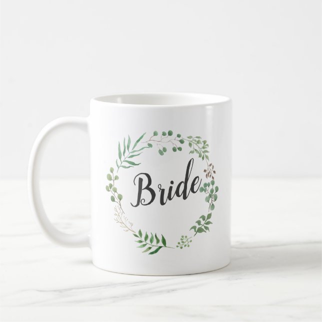 Leaf Wreath Botanische Vegetation | Braut Kaffeetasse (Links)